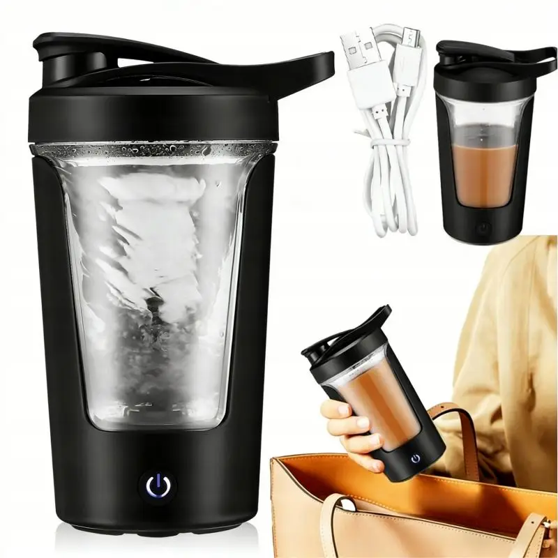 Image of Tragbare Elektrische Shaker-Flasche Wiederaufladbarer Selbstrührbecher Automatischer Proteinpulver-Mixer für Fitness Kaffee Milch Getränke