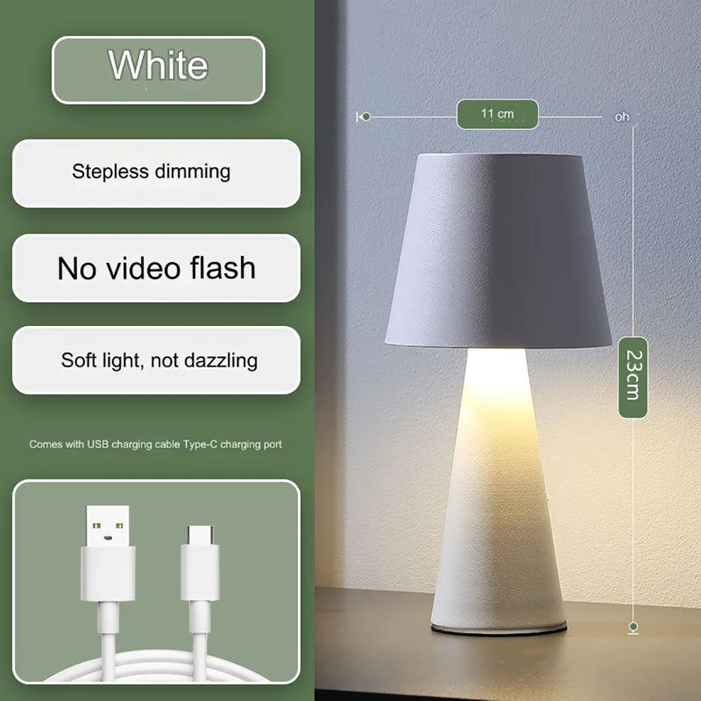 Wireless Table Lamp Rechargeable Desktop Decorative Lamp Modern Simple Lamp 3 Color Lighting Desk Lamp For Bedroom Bedside Light