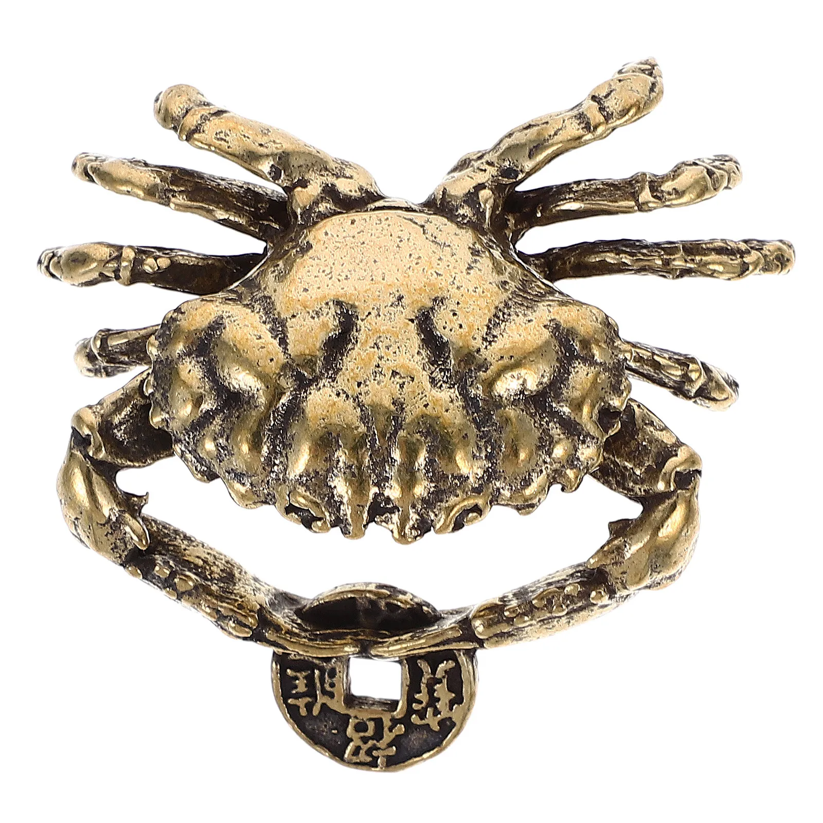 Brass Crab Decoration Vintage Sturdy Small Crab Sculpture Compact Tabletop Ornament for Living Room Office Bedroom Shelf Decor