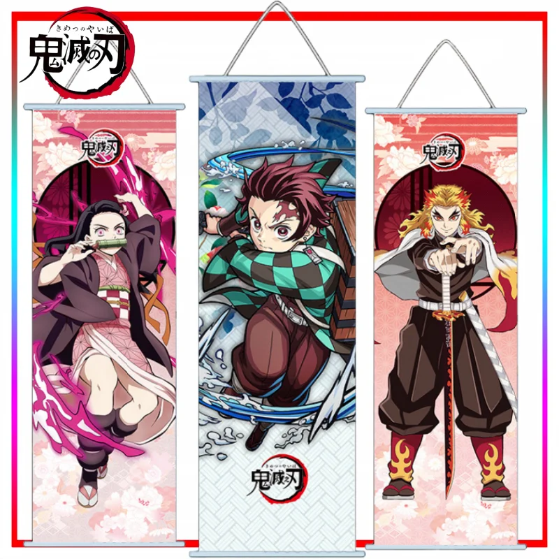 Póster de Demon Slayer, Pergamino Largo, Dibujos Animados de Kamado Tanjiro, Decoración para Colgar en la Pared, Mercancía de Anime, Regalo Festivo, Coleccionable de Moda