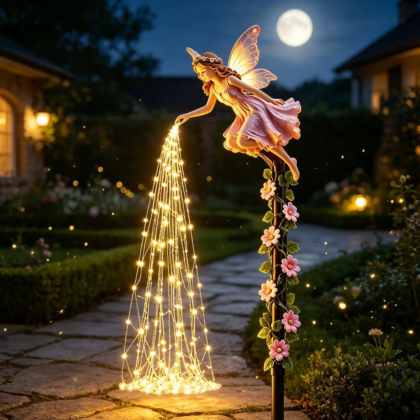 Solar Garden Lights Outdoor Fairy Sprinkling Waterproof LED Decoration for Flower Bed Lawn Pathway Balcony Garden Porch Walkway