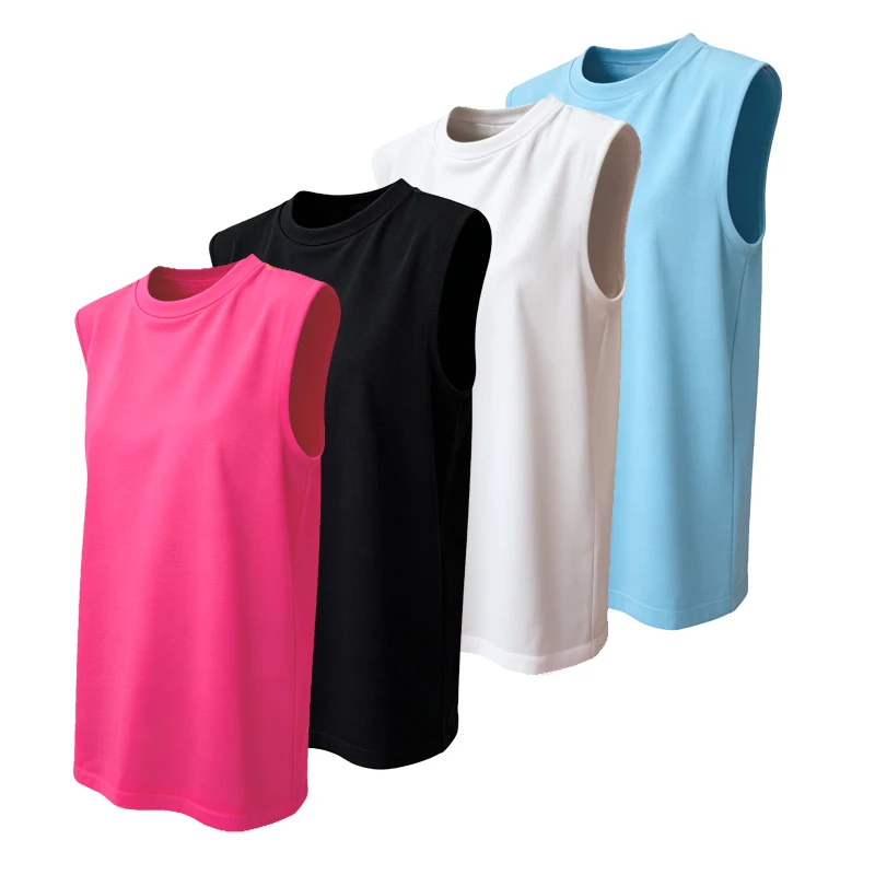 Womens Clothing Sleeveless T-shirt Summer Loose Fit Vest O-Neck Tank Top Comfortable Skin-Friendly Flattering For Everyday Style