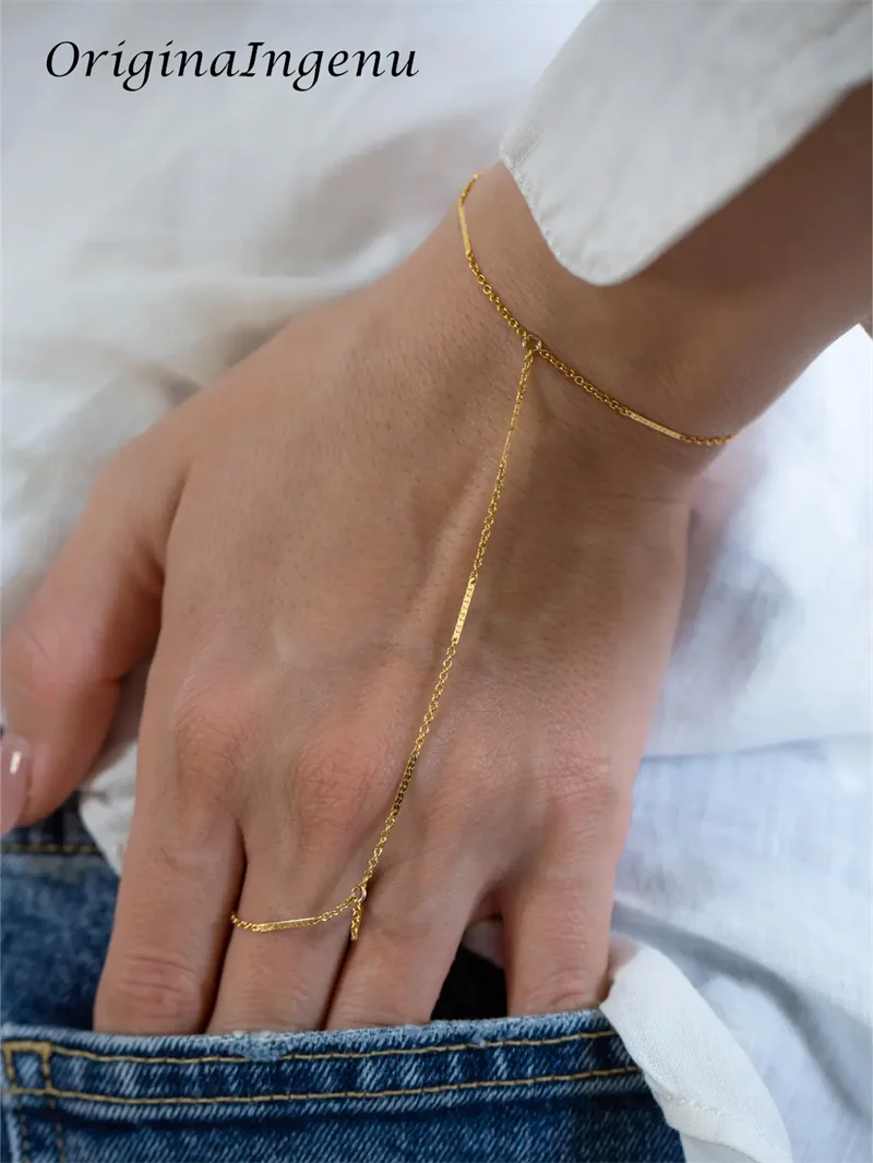 14k Gold Filled Hand Chain Bracelet Minimalist Hand Chain Bracelet Hypoallergenic Jewelry Tarnish Resistant Jewelry for Women