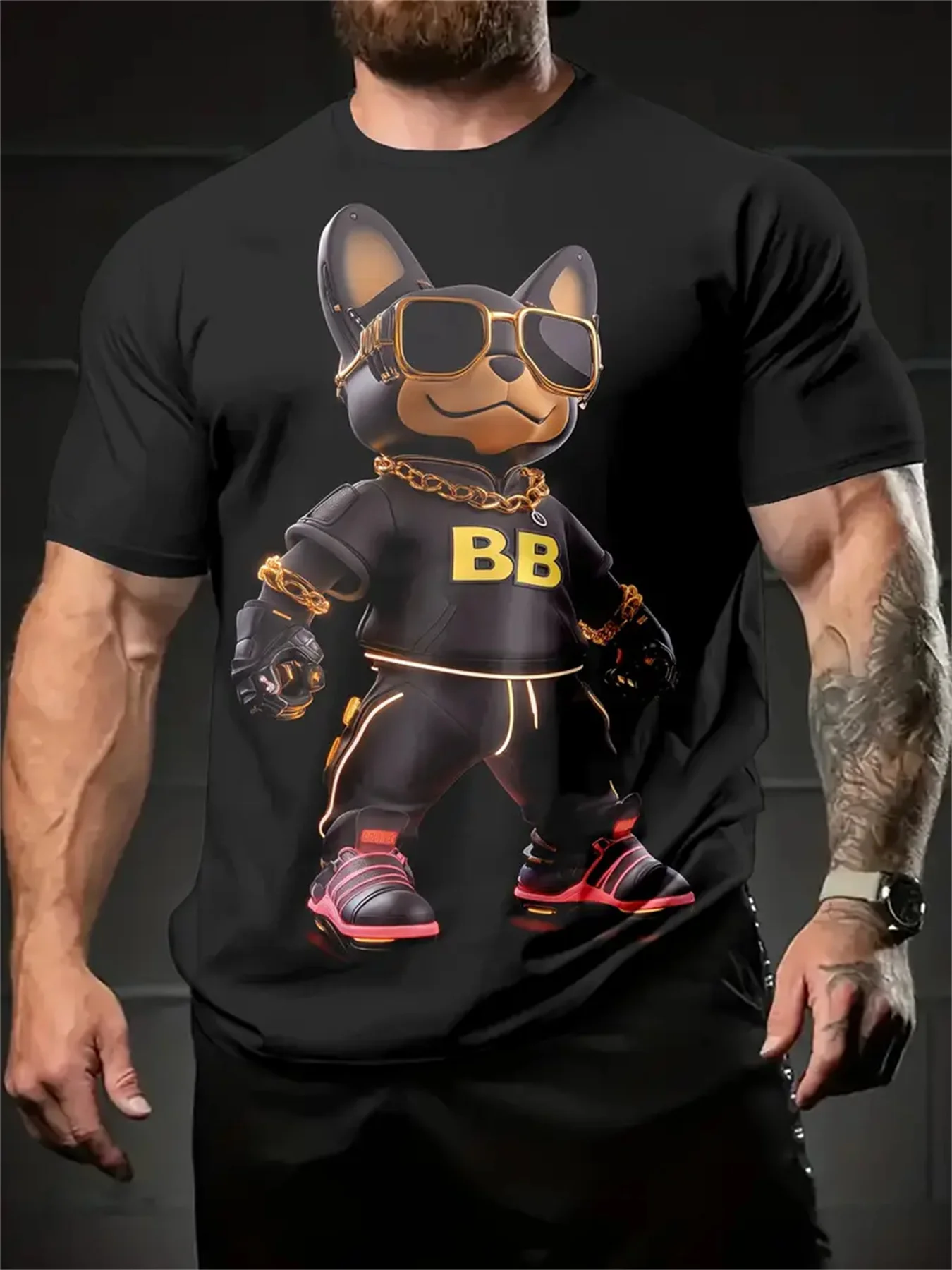Funny 3D Animal Pattern Men's T-Shirt Casual O-neck Short Sleeve Top Hip Hop Trend Harajuku Streetwear Summer Fashion Loose Tees