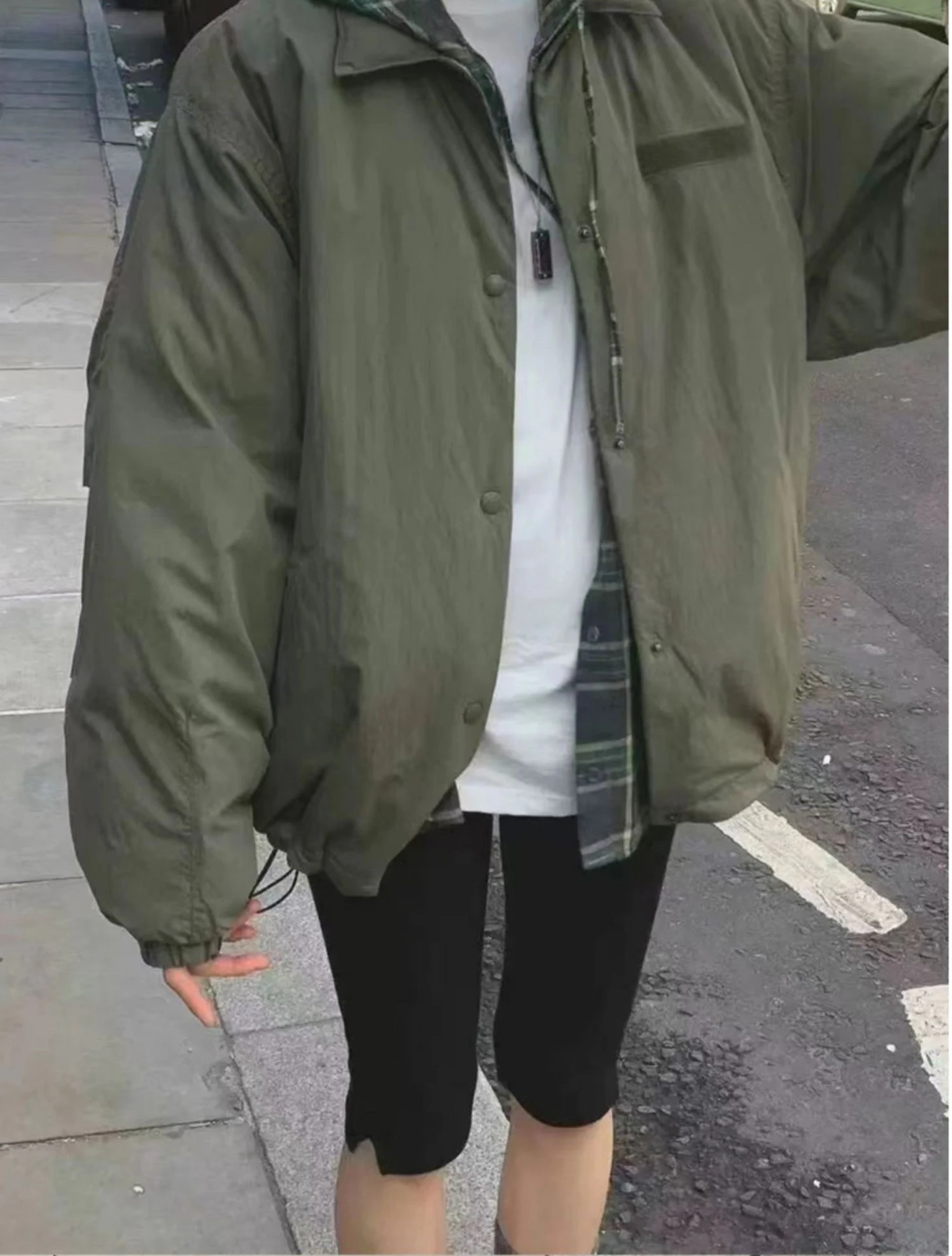 PREON 워크 가을 겨울 셀프 포 컬러 라펠 루즈 캐주얼 다운 재킷 아우터웨어 여성 패션 스트레이트 컷 긴 소매