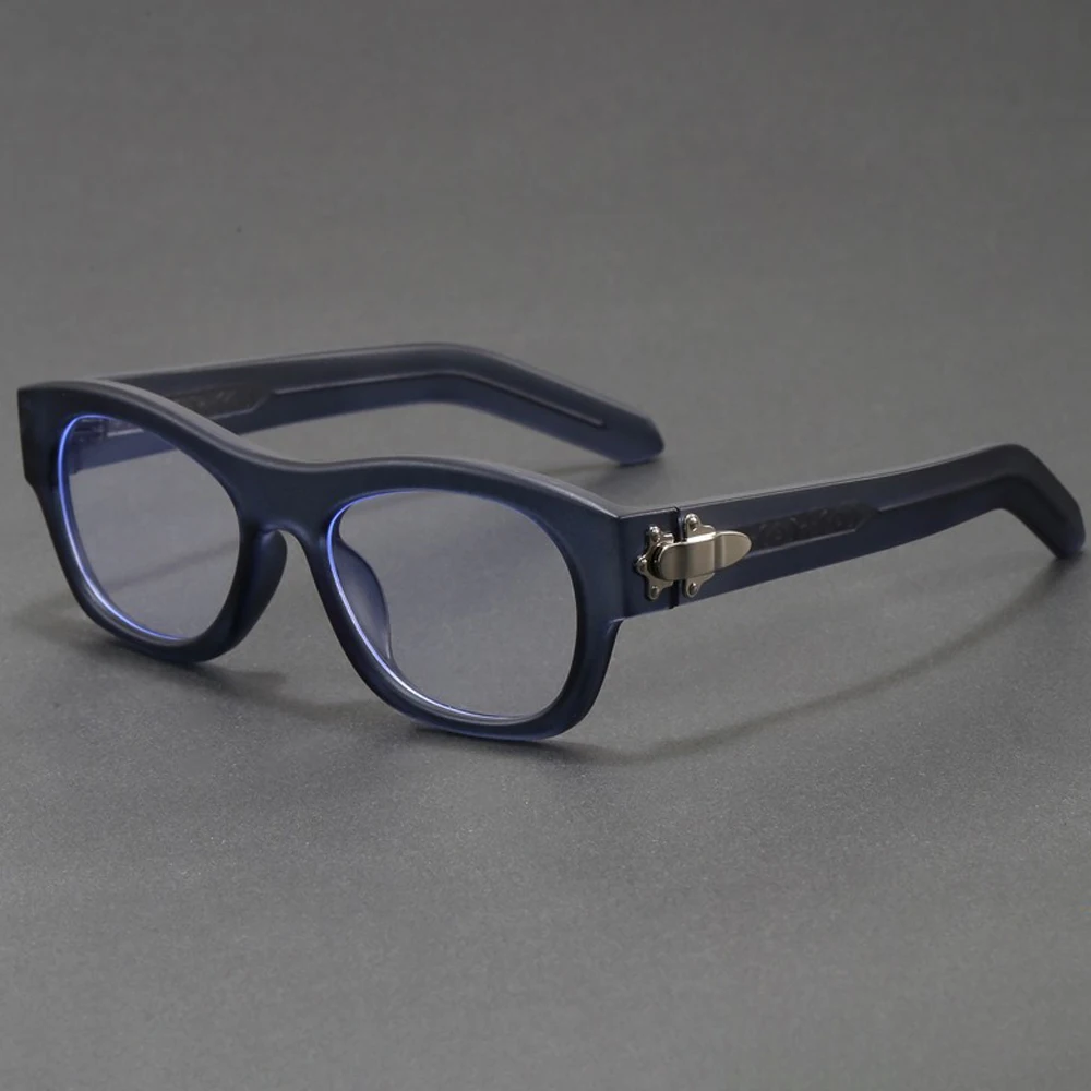 Vintage Thick Frame Blue Light Blocking Glasses with Metal Lock Decor Retro Oval Eyeglasses for Women Men Anti UV Computer Glass view 3