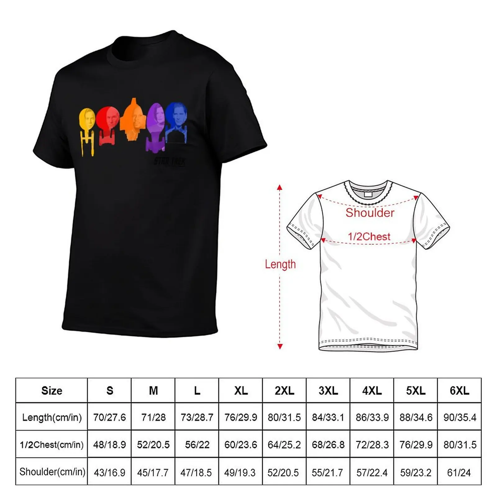 Star Trek Rainbow Ship Captain Fill T-Shirt cotton graphic tees valentines clothes men tshirt