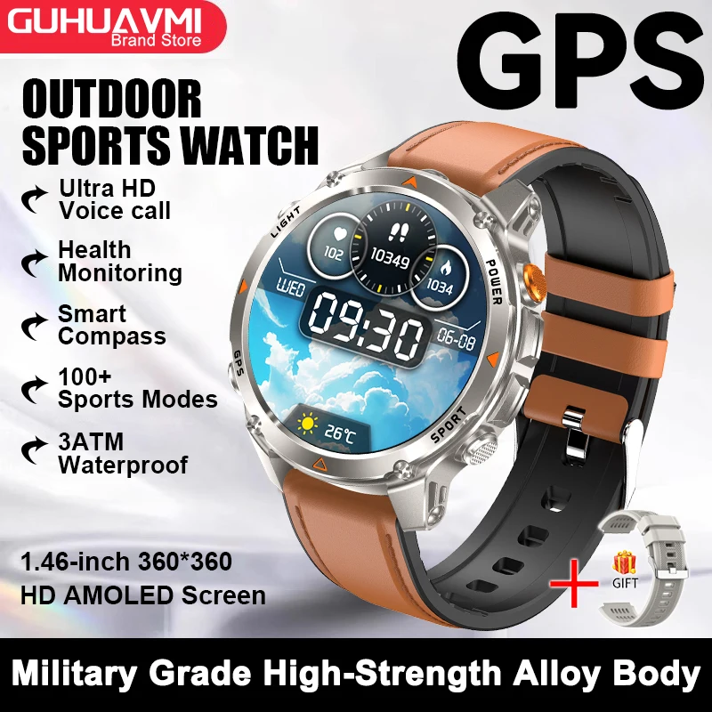 2025 Nieuwe GPS Kaart Navigatie Smart Horloge Mannen Vrouwen Amoled Scherm 3ATM Waterdichte Sport SmartWatch Kompas NFC BT Call Horloges Mannen