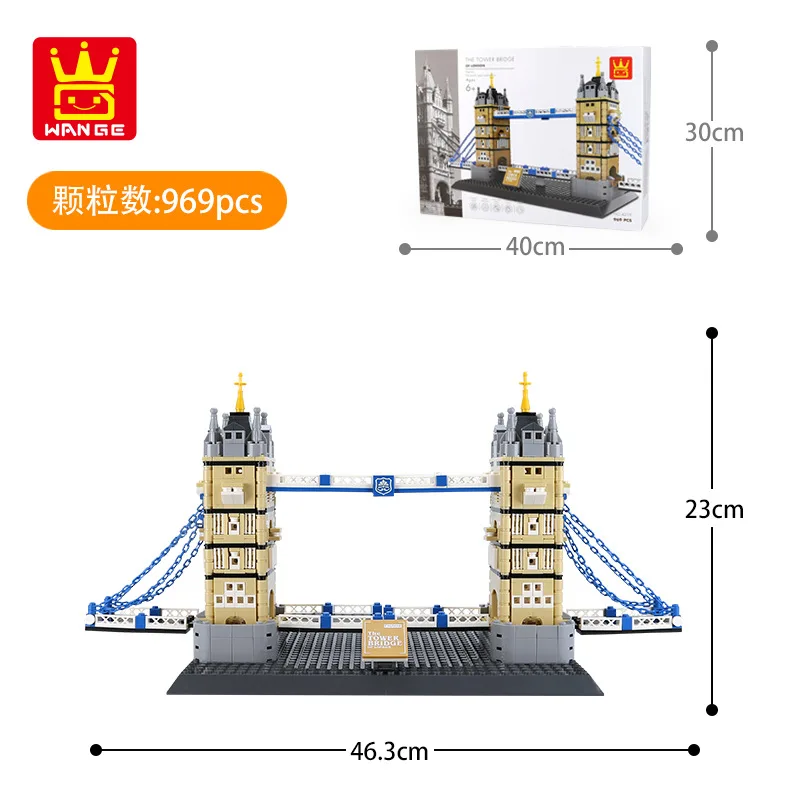 Wange BlOCKS World Architecture Series 969pcs London Bridge Model Building Bricks Toy For Children Funny Kids Gifts 4219