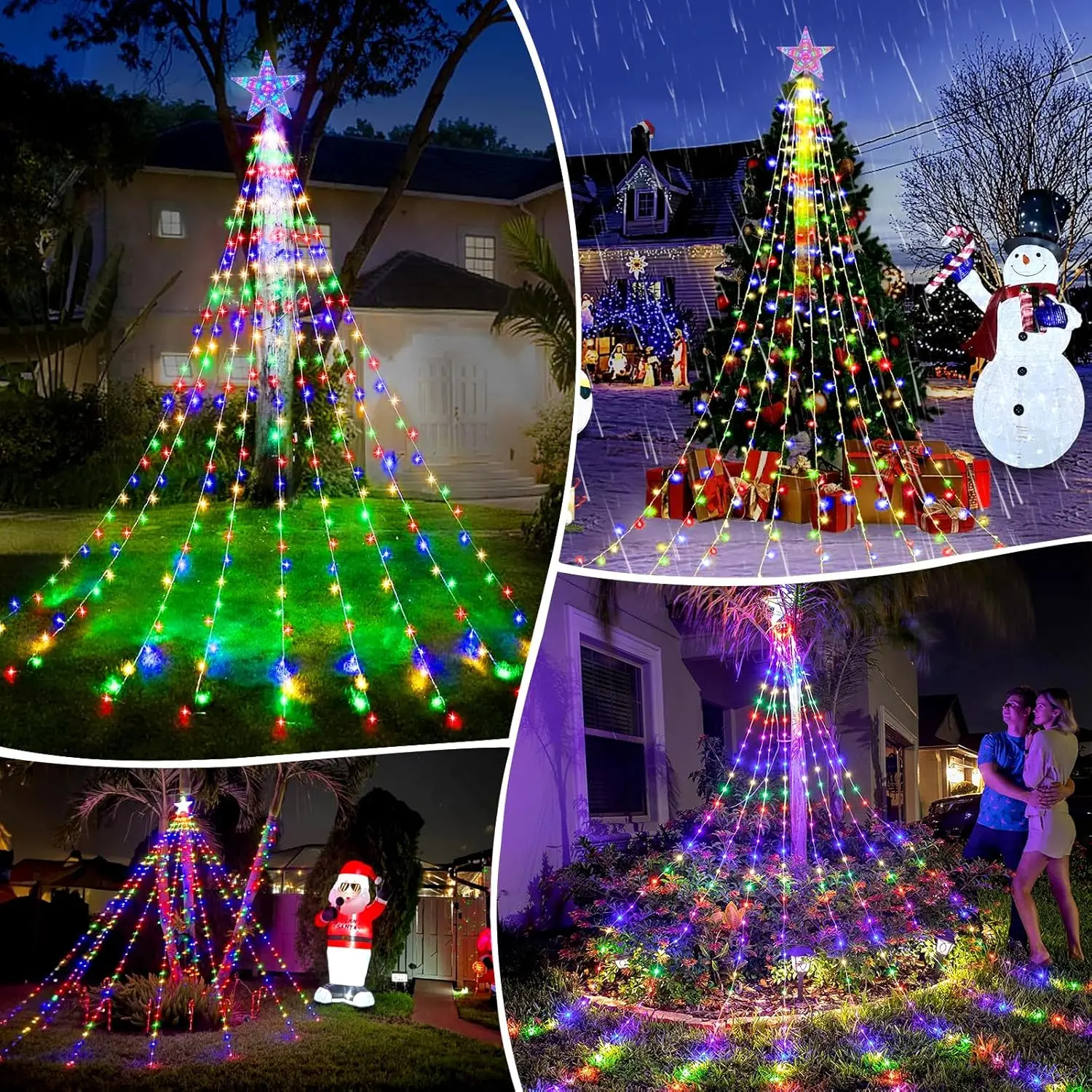 شجرة عيد الميلاد أضواء الشلال 198 المصابيح 2 متر USB سلسلة ضوء مع توبر ستار أضواء الجنية مقاوم للماء 8 طرق لديكور الزفاف #6