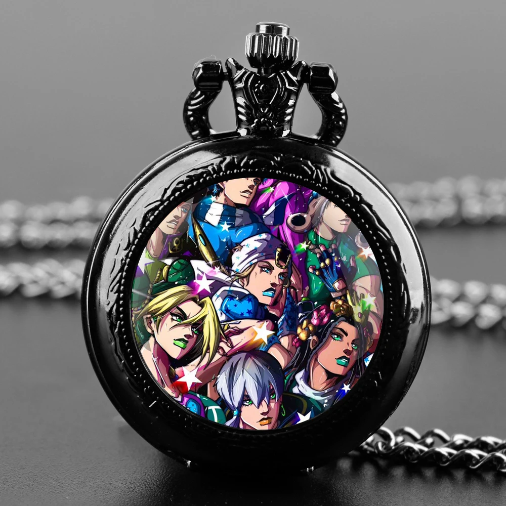 

Anime Jojo Bizarre Adventure Vintage Quartz Pocket Watch for Men Women Pendant Necklace Chain Clock Watch Kids Jewelry Gifts