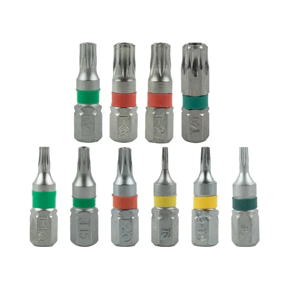 

10Pcs 25mm Magnetic Screwdriver Bit T6 T8 T9 T15 T20 T25 T27 T30 T40 Hex Shank Head Screw Driver Bit Spanner