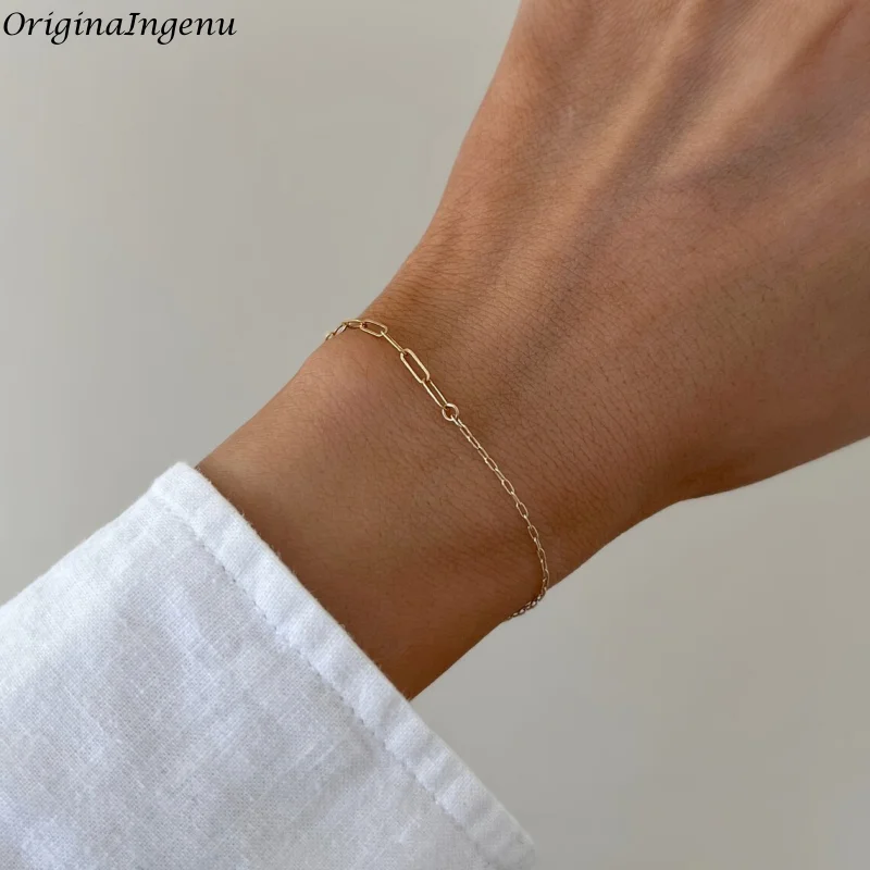 

Браслет-цепочка из 14-каратного золота с покрытием из золота, тонкий изящный браслет для женщин, многослойные браслеты, подарки для женщин