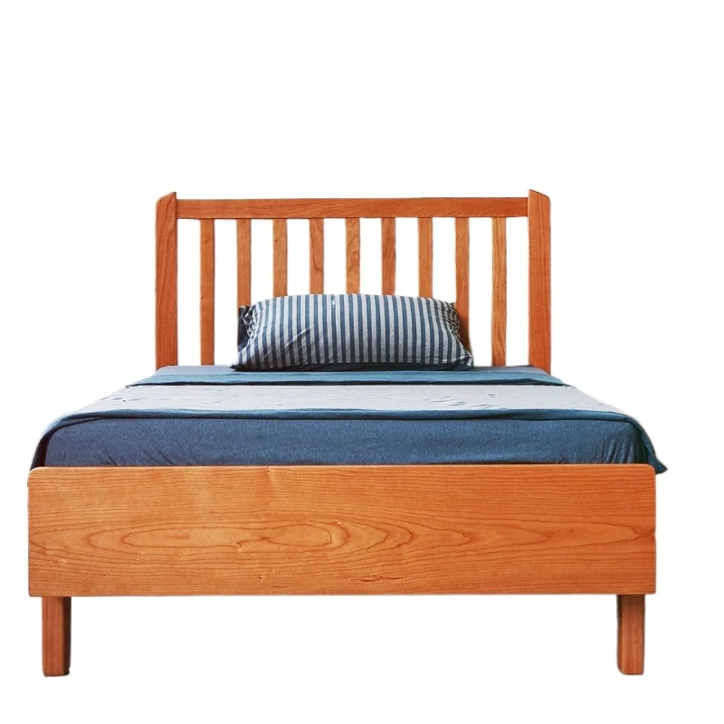 Solid wood bed single children's room cherry wood Japanese be d oak be d