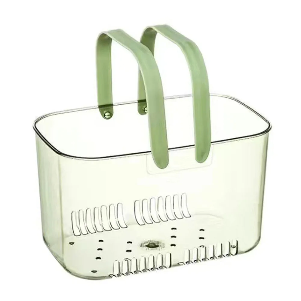 Shower Storage Basket Transparent with Water Drainage for Bathroom Essentials Organizing Toiletries and Bath Accessories