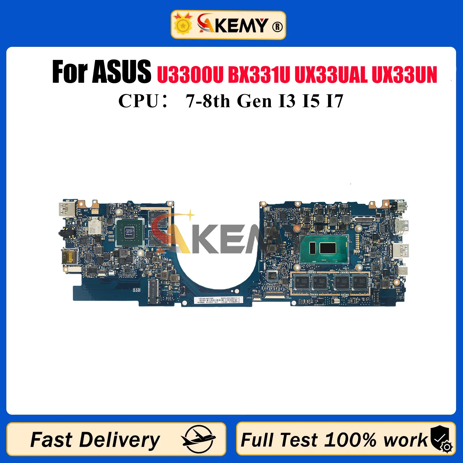 

UX331UN Laptop Motherboard For ASUS ZenBook UX331 U3300U BX331U UX33UAL UX33UN Mainboard W/ I3 I5 I7 CPU 100% tests OK fast ship