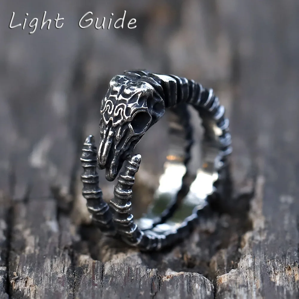 2022 NEW Men's 316L Stainless Steel Sheep Skull Head Rings for Teen Hip Hop Fashion Punk Jewelry Gifts Free Shipping