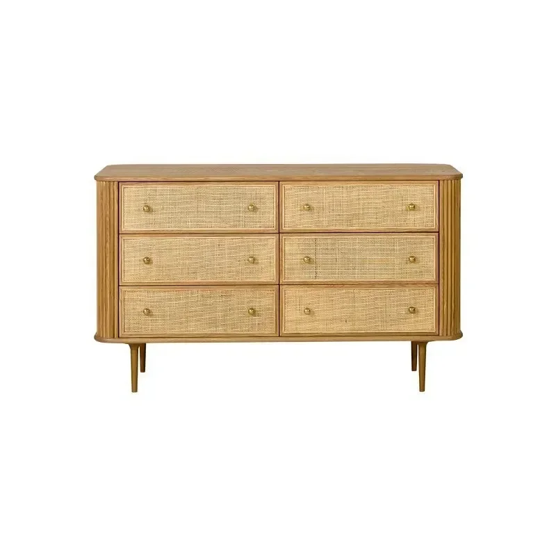 Nordic solid wood rattan chest cabinet, bedroom locker, bed and breakfast cabinet, drawer storage cabinet