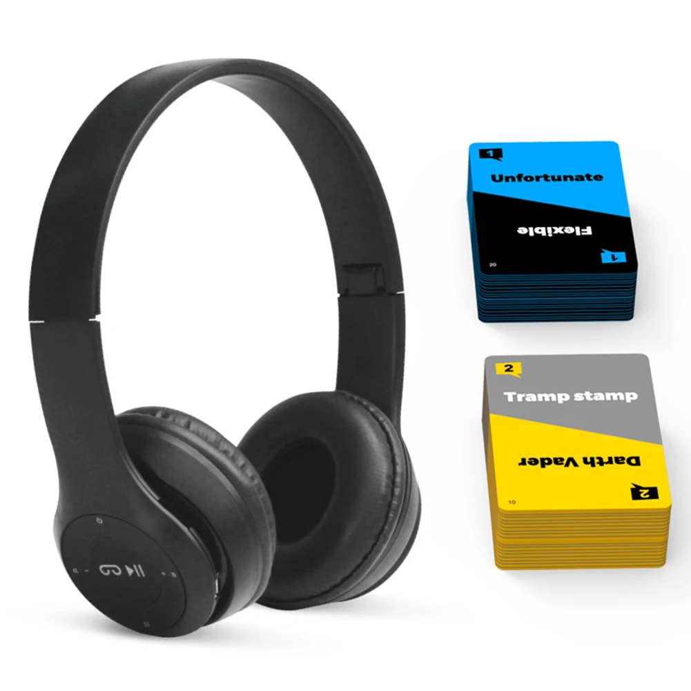 

Sorry What Game & Headphone Lip Reading Party Games Funny Phrase Combos - Card Games Includes 100 Cards for Adults & Friends