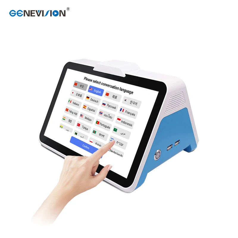 2026 10.1 Inch Hotel AI IPS Dual Screen Android 11 Desktop Translator with WiFi Voice Recognition and Face-to-Face Translation