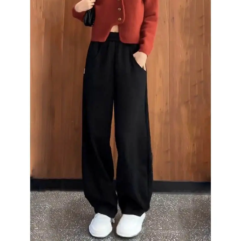 

Women's Spring Autumn New Fashion Elegant High Waist Straight Barrel Casual Versatile Western Comfortable Korean Commuter Pants