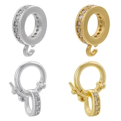 ZHUKOU 4 colors brass hooks for women DIY handmade necklace jewelry accessories Mini CZ crystal hooks supplies wholesale VZ267