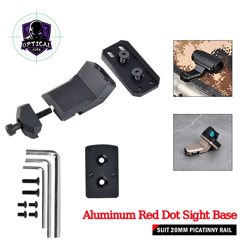 Tactical Red Dot Sight Base Offset Mount Metal CNC Scope Mount Bracket Outdoor Optics Adapter Fit 20mm Picatinny Rail