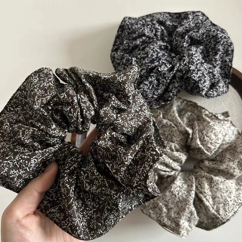 Korea Mode Big Floral Scrunchie Für Frauen Übergroße haarbänder mädchen elastische haargummi grande haar seil colet scrunchies geschenk – Detail 3