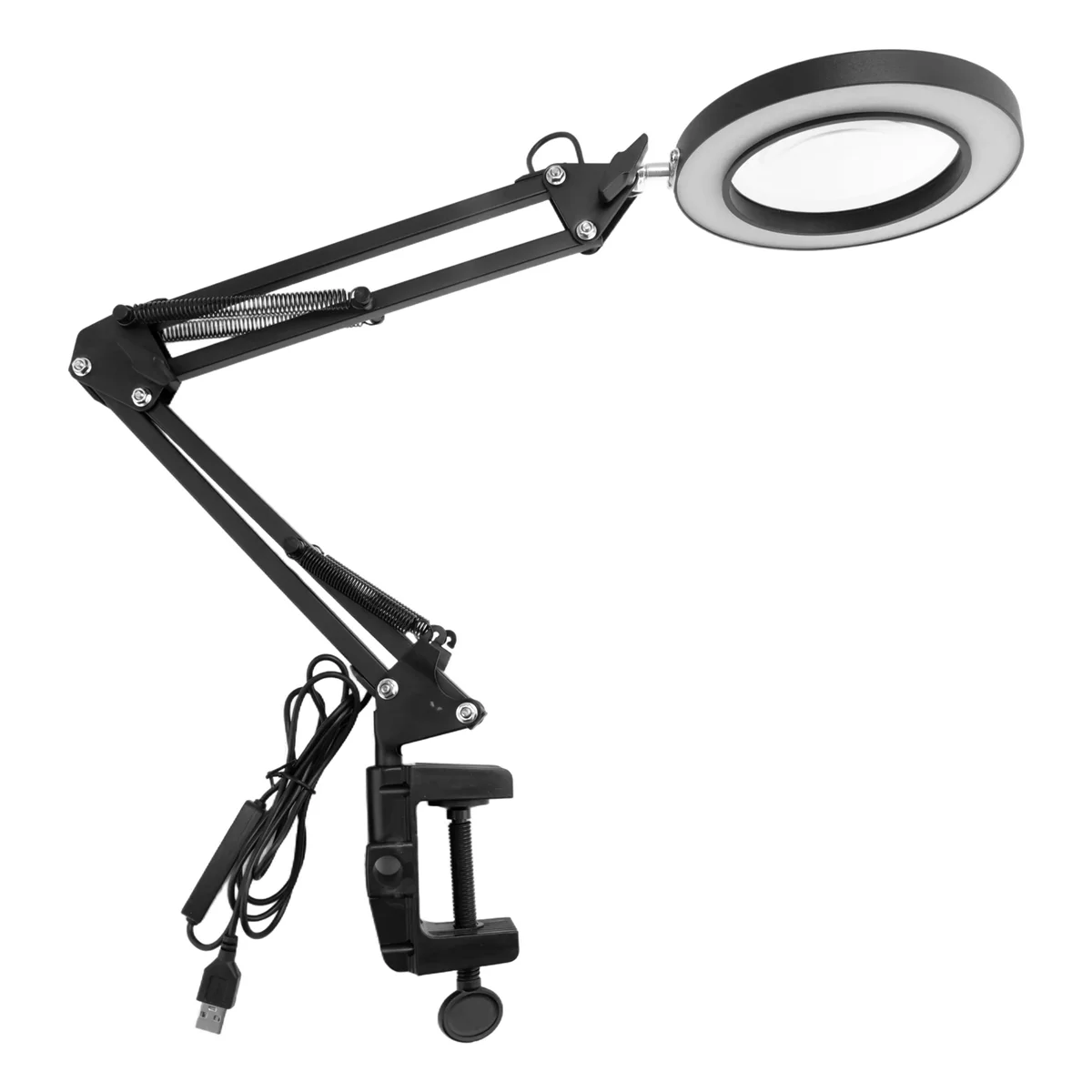 عدسة مكبرة A06K 10X مع ضوء ومشبك 3 أوضاع ألوان 10 سطوع قابل للتعديل مصباح مكتبي مكبر لقراءة الحرف اليدوية