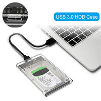 USB 3.0 SSD HDD Enclosure 2.5 inch SATA Hard Drive Case with 5Gbps Transfer Speed and Transparent Design Hard External Housing