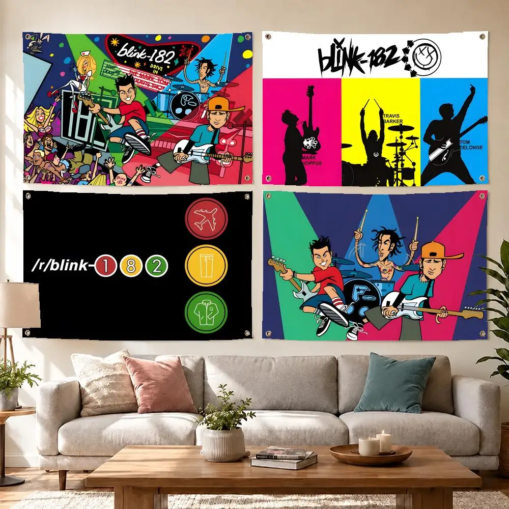 Pop Group Blink182 Flags Concert Print Wall Hanging Art Banner, Indoor Outdoor Bedroom Home Decor Backdrop, Perfect Gift