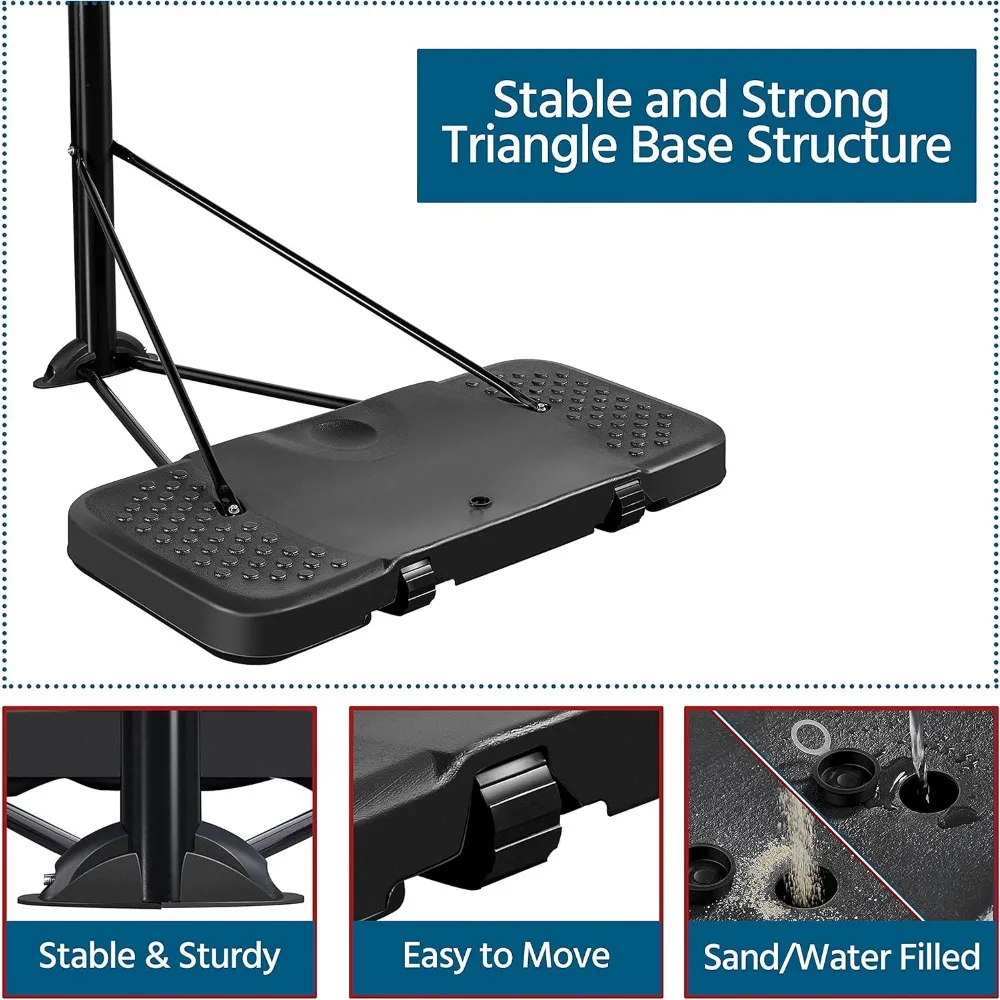 高さ調節可能なバスケットボールフープシステム、青少年と大人向け、7～10フィート、車輪付きで屋内外で使用可能、レクリエーションに最適
