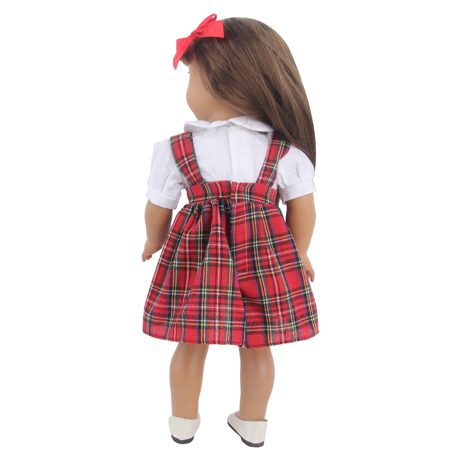 Doll Clothes Student Suit For 18Inch American Doll Strappy skirt+ hirt+tie +hairclip Suit Outfit For 43cm Baby Newborn Girl Doll