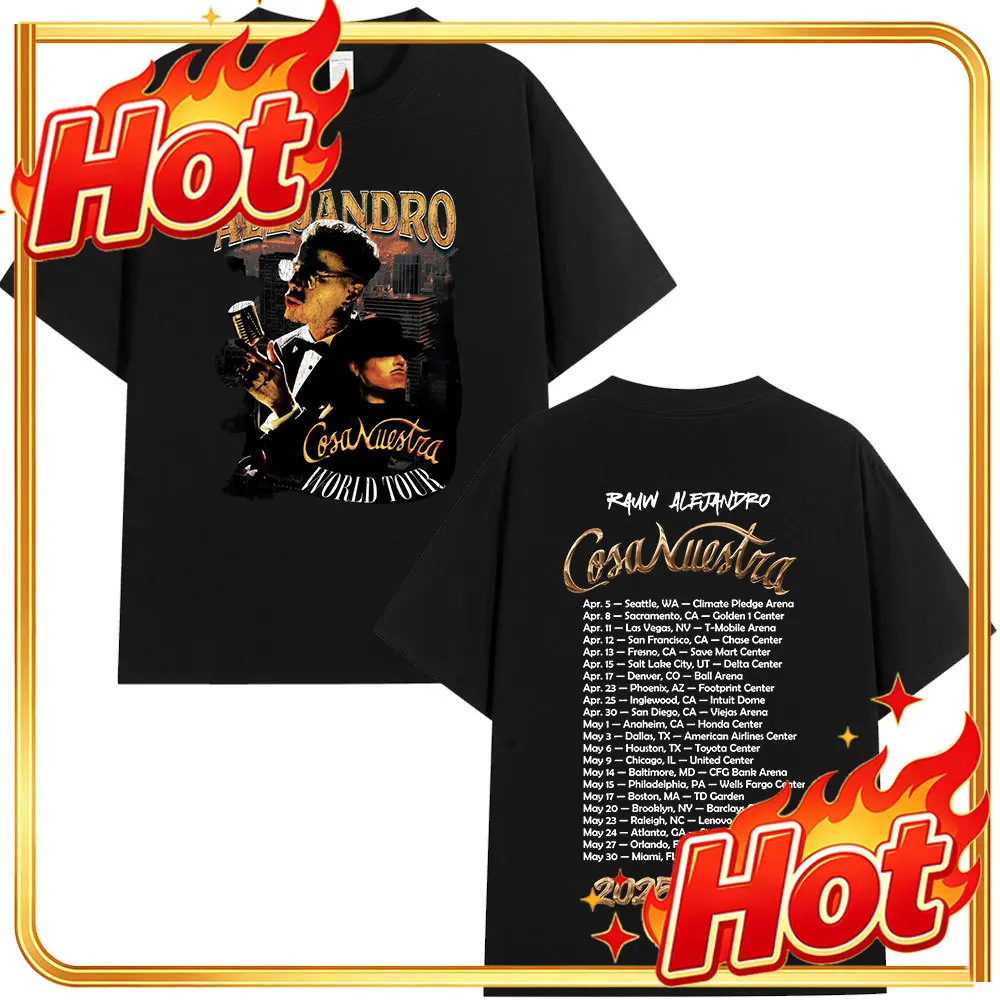 Custom Singer Rauw Alejandro Cosa Nuestra 2025 Tour T-shirt Men Women Vintage Short Sleeve T Shirt Cotton Casual Oversized T-Shi