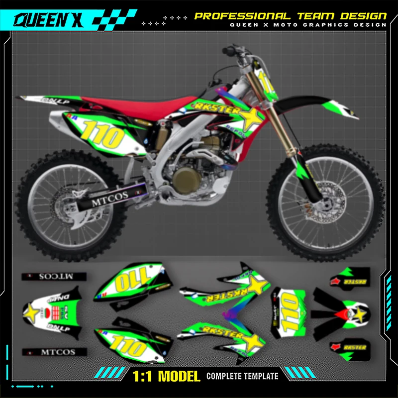 Queen X MOTOR Custom Team Graphics Decals Stickers Kit For Honda CRF  2005 2006 2007 2008 CRF450 004 view 3