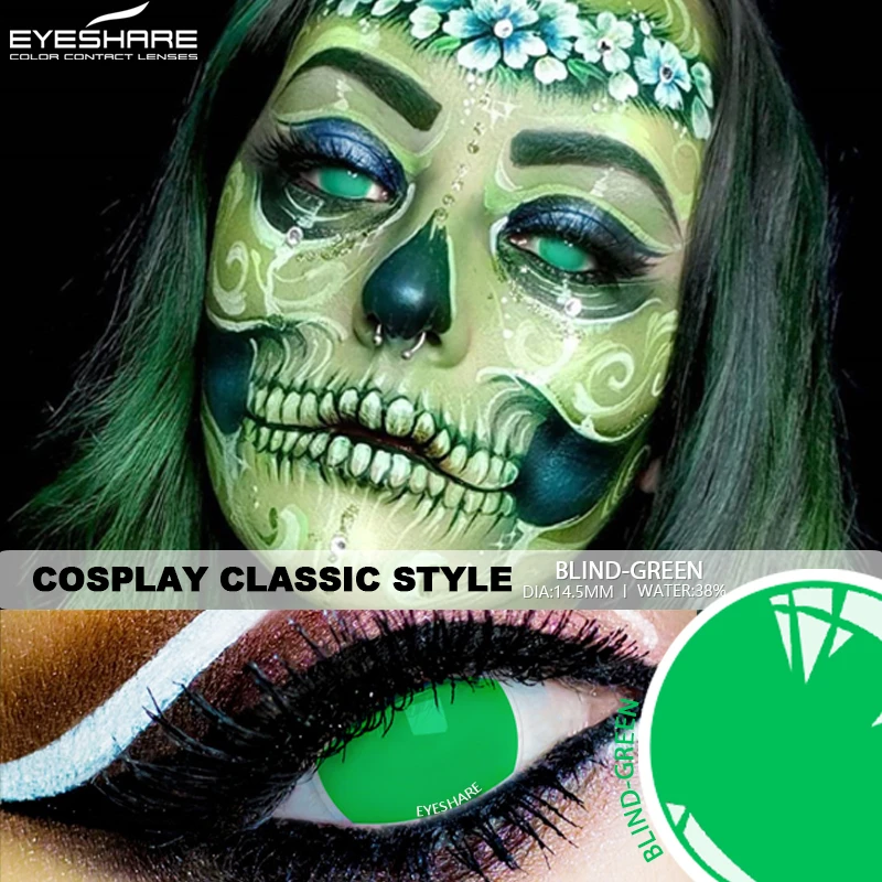 EYESHARE 2pcs Cosplay Colored Contact Lenses Anime Contact Lenses Blue Eye Lenses Yearly Crazy Halloween Makeup Colorful Lens