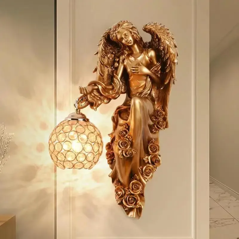 Albert moderno anjo luz de parede interior led branco criativo europeu resina arandela lâmpada para decoração casa sala estar quarto