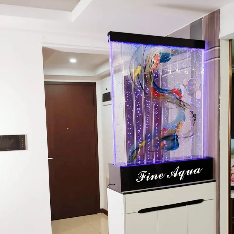 Custom. Remote Control Color Changing LED Light Acrylic Aquarium Bubble Wall Background Decorative Partition