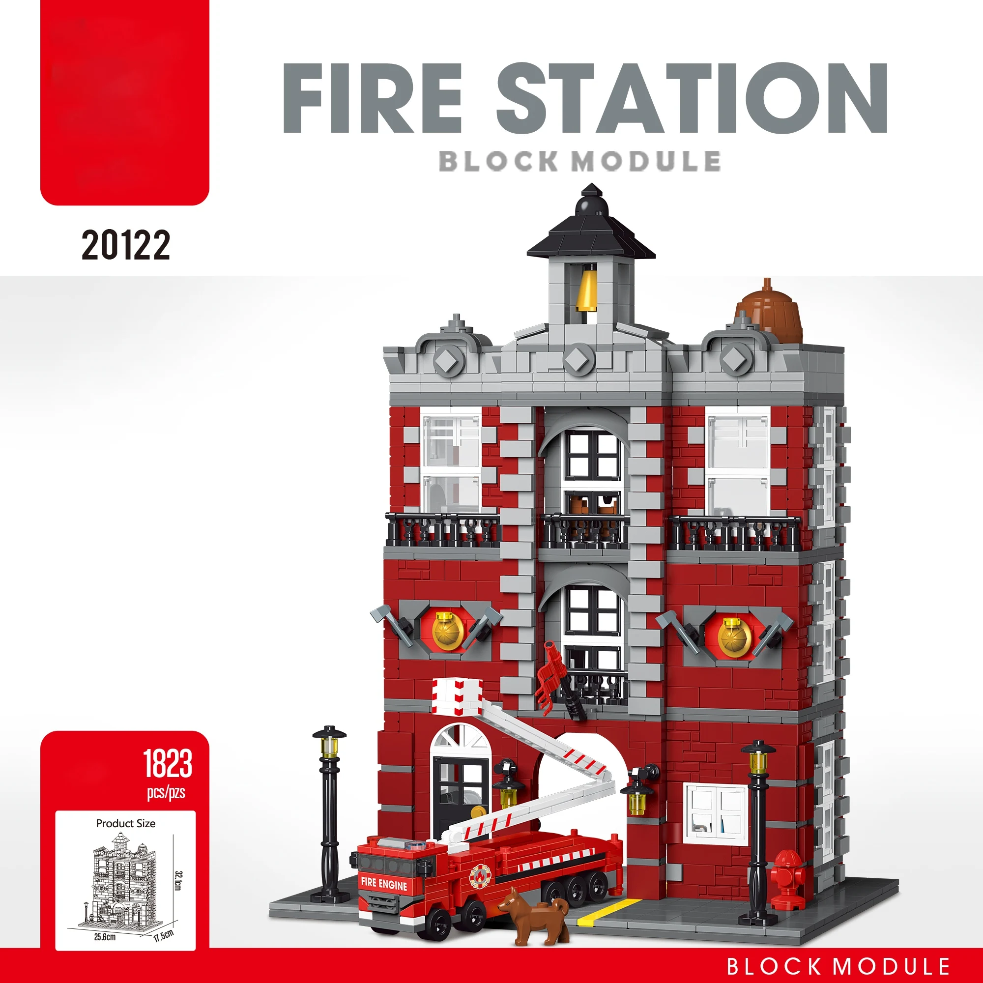 

Имитация городского пожарного станции, модель здания, игрушечное украшение, серия уличных сцен, строительные блоки, игрушки, детские игрушки на день рождения, подарки