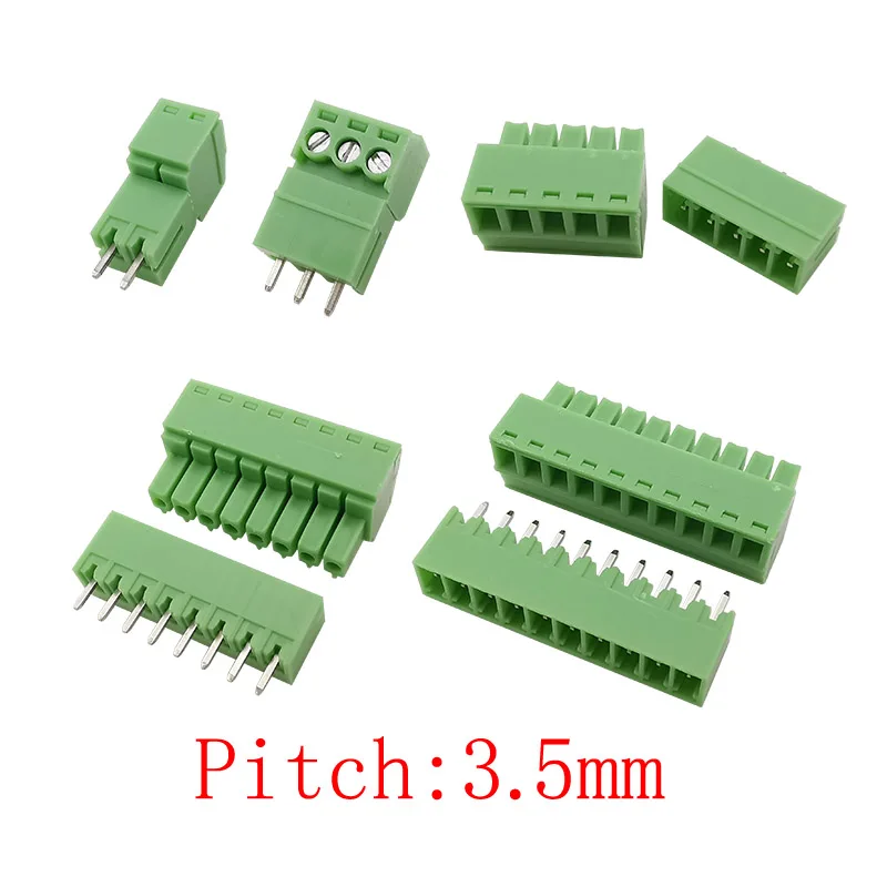 10Pair Pitch 3.5mm PCB Screw Terminal Connector KF2EDG 15EDG Straight Pin Header Plug Socket 3.5MM PCB Screws Terminals 2-12Pins