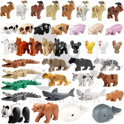 MOC City Mini Cute Animal Bear Sheep Goat Chicken Dog Pig Family Farm Building Blocks Accessories Children Toys Christmas Gift