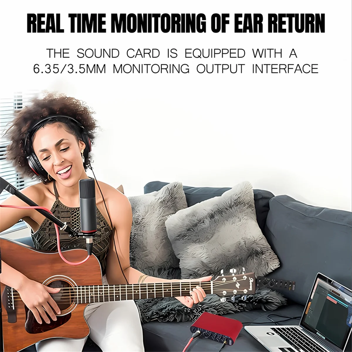 

A14M Professional 24Bit 192KHz Audio Interface 2 Input Sound Card for Electric Guitar External Studio PC Recording Tuner