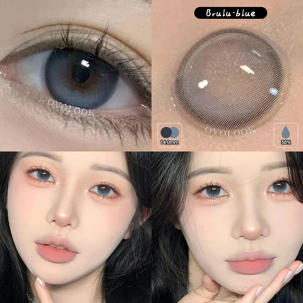 OVOLOOK-1 Pair/2PCS Surprise Lenses Colored Contact Lenses Myopia Blue Prescription Lenses Fashion Green Color Pupil Eyes Newest