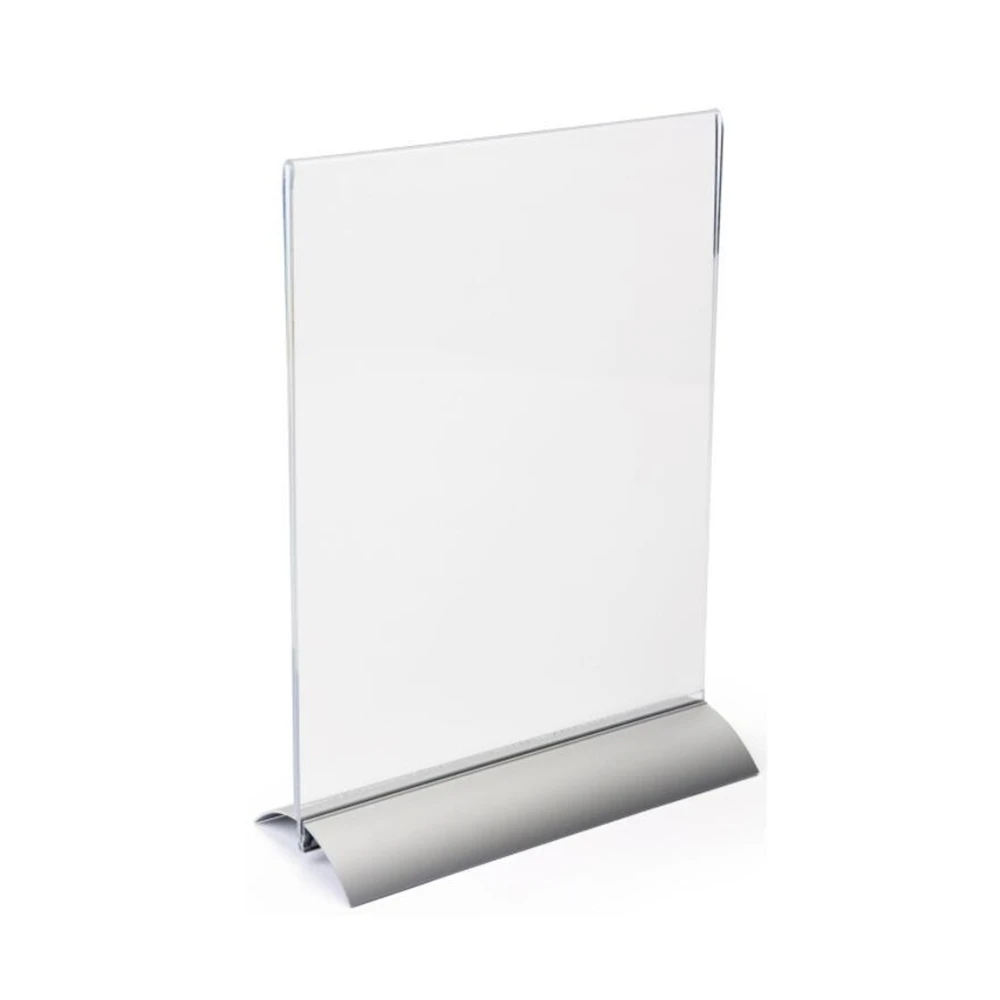 A4 Acrylic Frame Aluminum Base Clear Sign Display Menu Stand Poster Holder