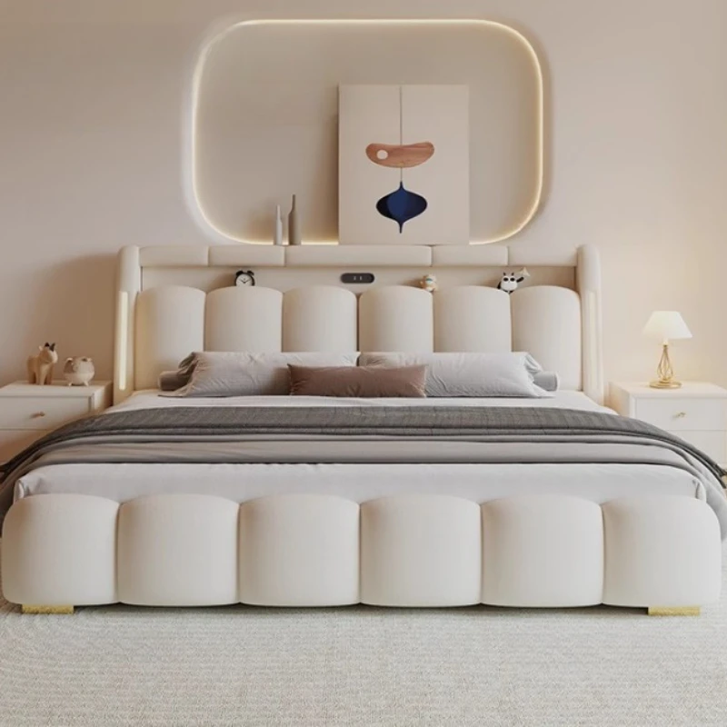 

Storage Luxury Girls Bed Cream Modern Nordic Double Princess Bed Queen Size Cama De Lujo Para Dormitorio House Accessories