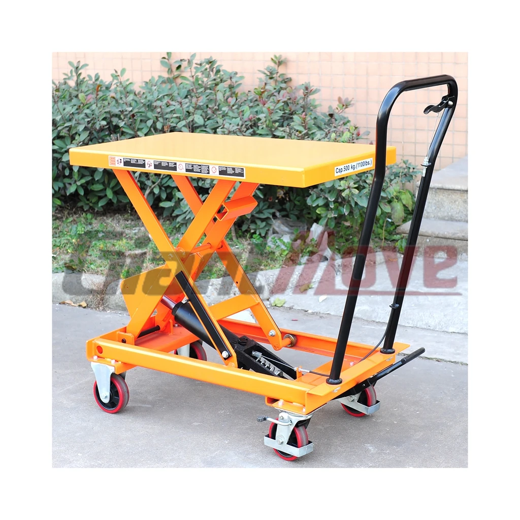 Giant Move 350Kg Capacity 1.5M Manual Hydraulic Double Scissors Lift Table, Hydraulic Scissor Lift Table