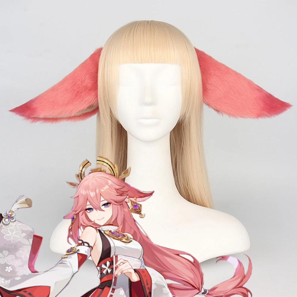 

Genshin Impact Yae Miko Cosplay Ears Headband Carnival Halloween Party Plush Fox Ears Headwear Pink Lovely Animal Ears Cos Props