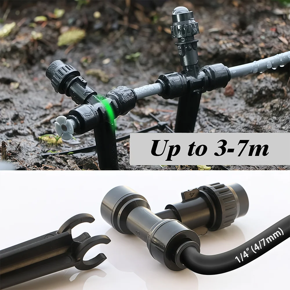 180° Bend Adjustable 8-holes Drippers Garden Irrigation Watering Supplies with Stake Quick Insert Slip Lock Sprinklers Sprayer