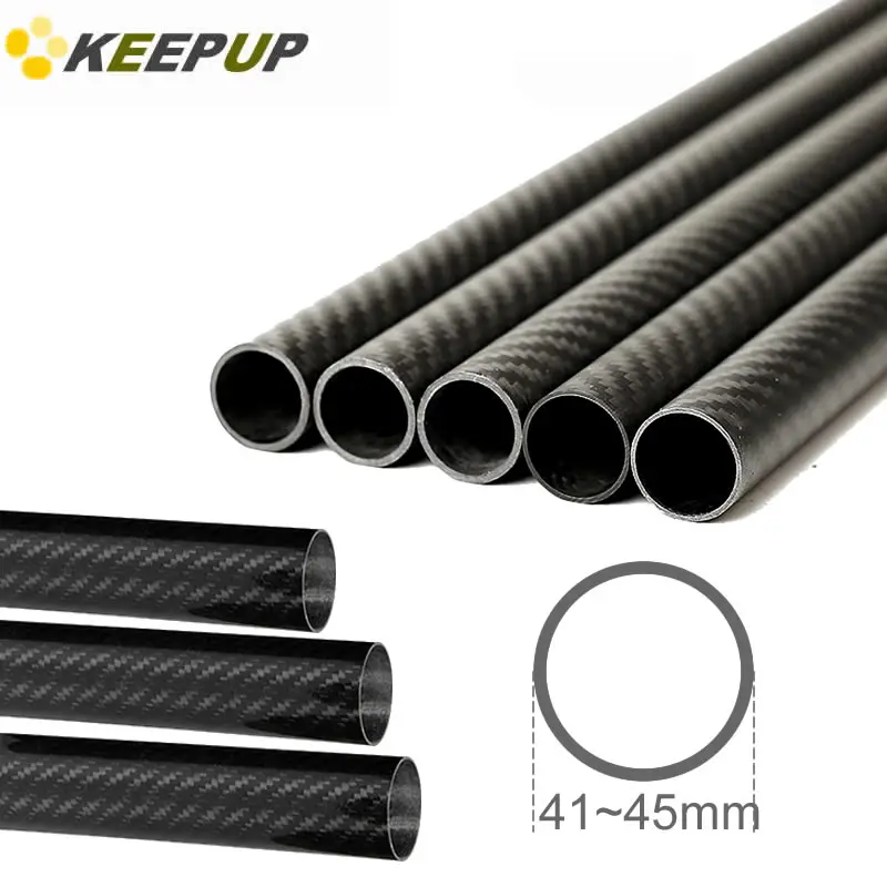 3K Twill Carbon Fiber Tube Pure Carbon Pipe Bright Matte High Strength Lightweight Used for Fuselage Frame OD 41 42 43 44 45 mm