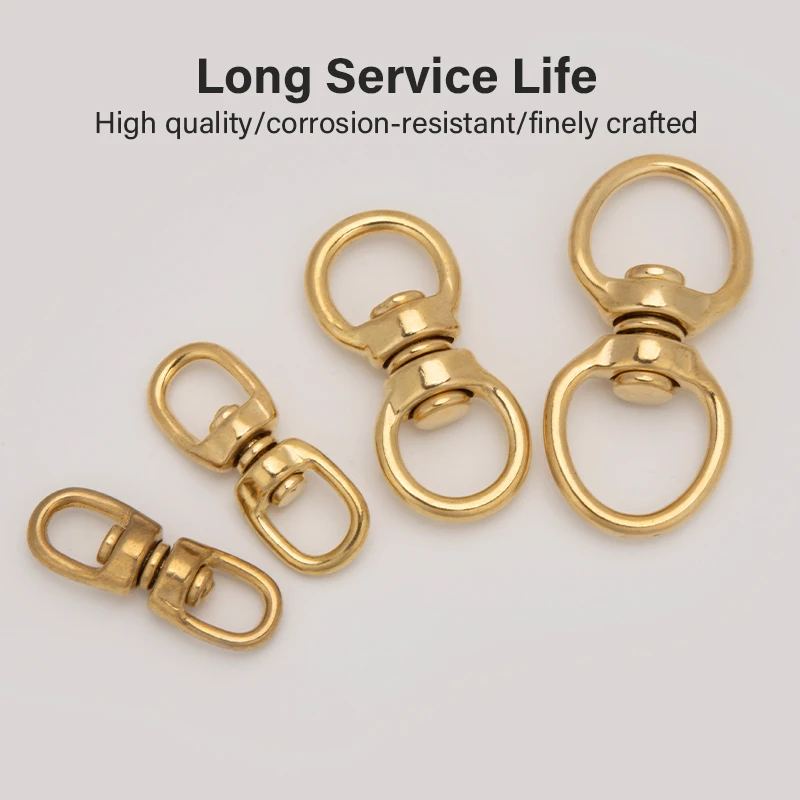 WUTA 1pc Solid Brass Swivel Eye Rotating Connector 8 Shape for Wallet Round Ring Brass Buckle Leather Craft Hardware Accessories